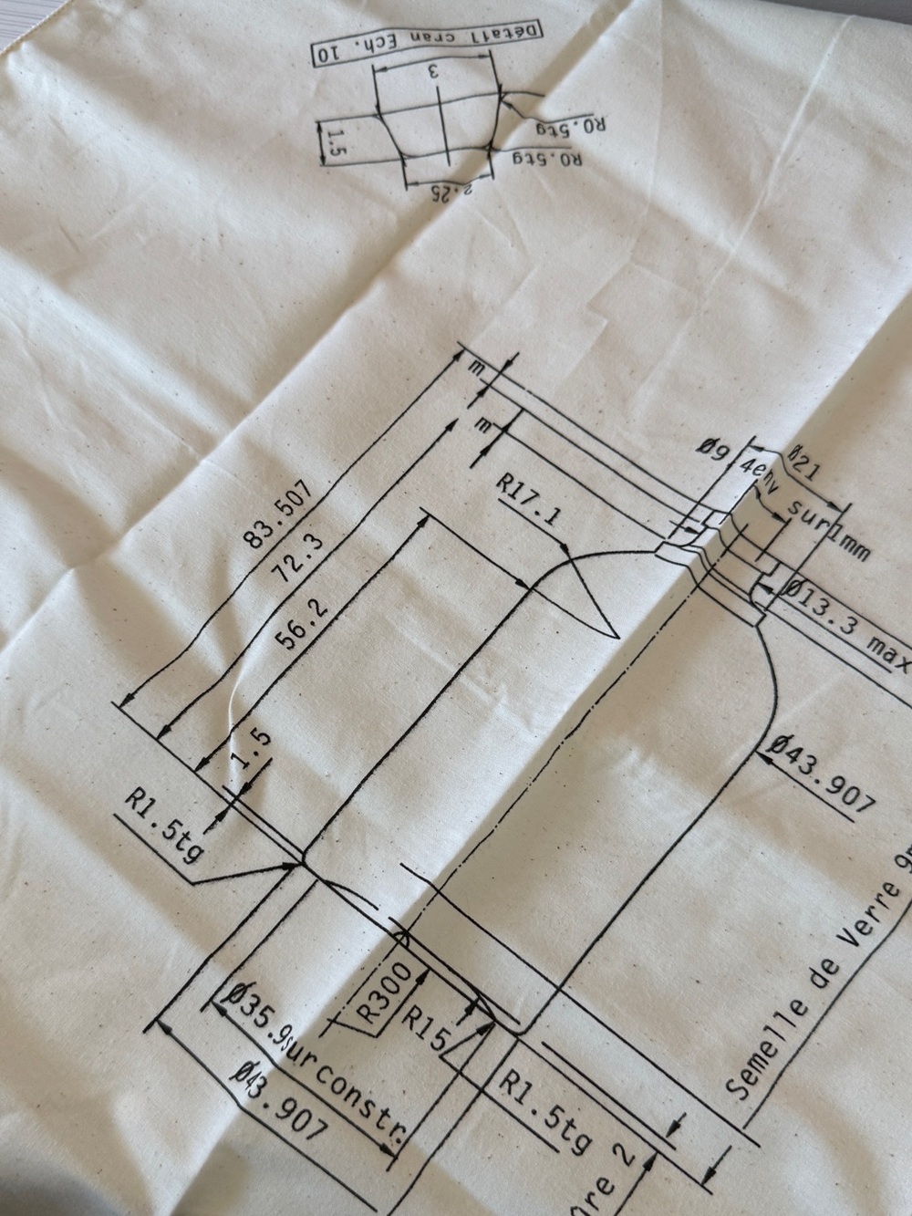 Le Labo Technical Blueprint Print Cotton Scarf in Cream